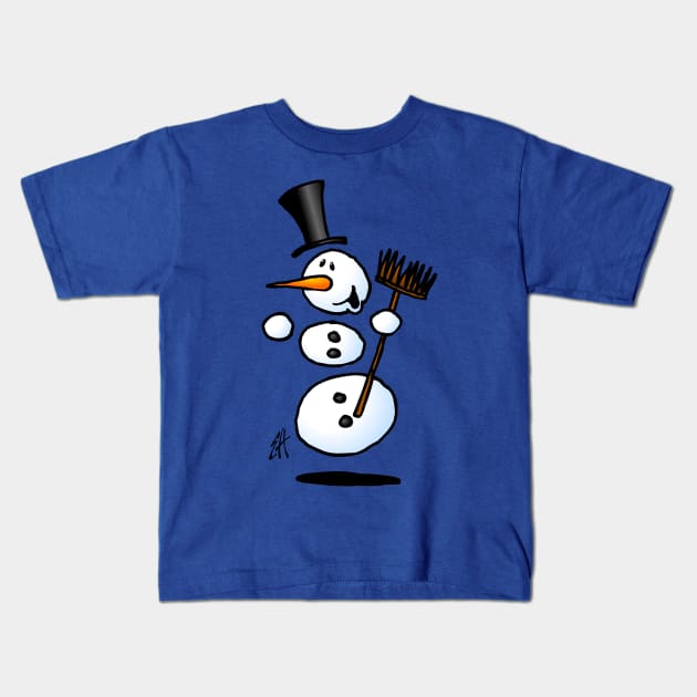 Dancing snowman Kids T-Shirt by Cardvibes